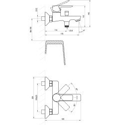 Sieninis vonios/dušo maišytuvas Ravak Solar, SL 022.20BL, juodas 3