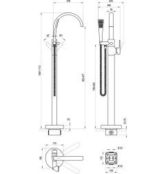 Grindinis vonios maišytuvas Ravak Freedom, FM 080.00CR.RB07A, chromas, be R-box 7