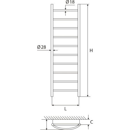 Vandeninis rankšluosčių džiovintuvas-kopetėlės Elonika, varinis, EV 1035 KLD balta spalva