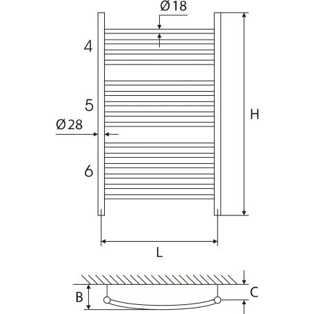 Vandeninis rankšluosčių džiovintuvas-kopetėlės Elonika, varinis, EV 1550 KLD balta spalva