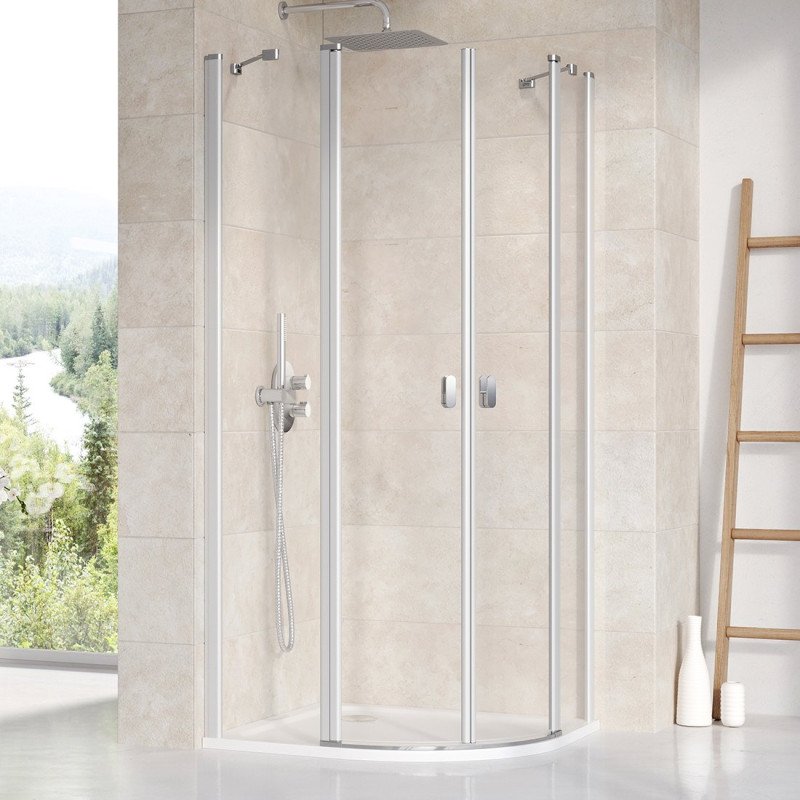 Pusapvalė dušo kabina Ravak Chrome, CSKK-4 90 satinas+Transparent
