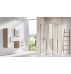 Pusapvalė dušo kabina Ravak Chrome, CSKK-4 90 satinas+Transparent