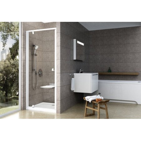 Varstomos dušo durys Ravak Pivot, PDOP1-90, balta/chromas+stiklas Transparent 1