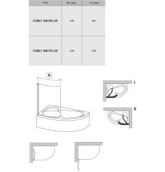 Vonios sienelė Ravak Rosa, CVSK1 160/170, L satinas+stiklas Transparent 4