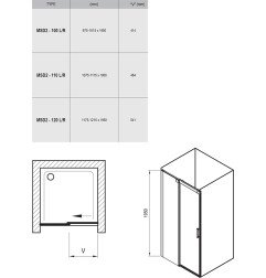 Stumdomos dušo durys Ravak Matrix, MSD2-120, R blizgi+Transparent 6