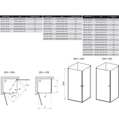 Stačiakampės dušo kabinos sienelė Ravak Chrome, CRV2-110, satinas+stiklas Transparent