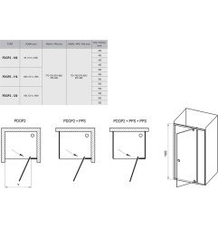 Varstomos dušo durys Ravak Pivot, PDOP2-110, balta/chromas+stiklas Transparent
