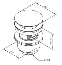 Praustuvo sifono vožtuvas Damixa Silhouet click-clack, juoda matinė