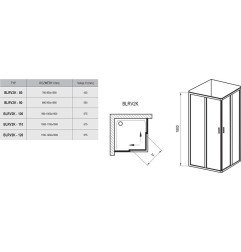 Stačiakampės dušo kabinos sienelė Ravak Blix, BLRV2K-80, blizgi+stiklas Grape