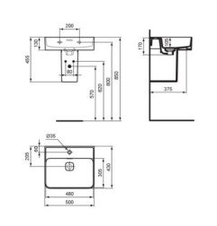 Pakabinamas praustuvas IDEAL STANDARD, STRADA II 50cm 3