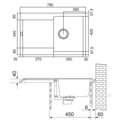 Granitinė plautuvė Franke Maris, MRG 611-78, Glacier 5