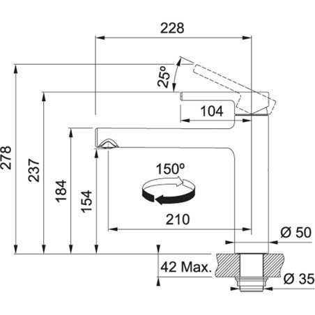 Plautuvės maišytuvas Franke Centro, juodas matinis, be ištraukiamo dušelio