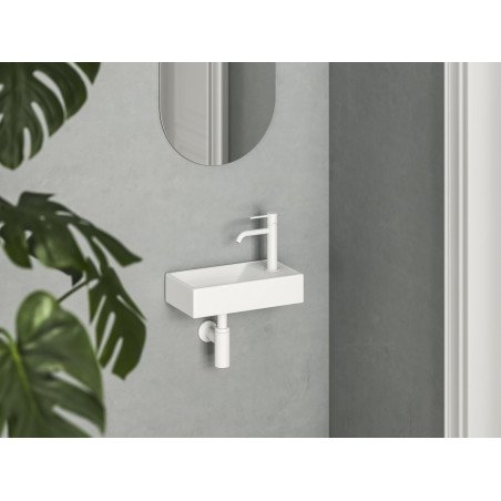 Mini praustuvas Ravak Veda Wall, 40 D Mini, su skyle maišytuvui, baltas matinis