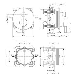 Potinkinis dušo komplektas Ideal Standard Ceraline, su apvalia Ø200 mm galva, chromas