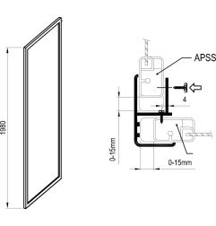 Stacionari sienelė Ravak Supernova, APSS-80 198, satinas+stiklas Grape