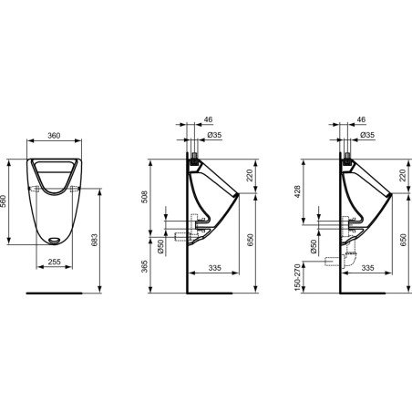 Pisuaras Ideal Standard Eurovit, pajungimas iš viršaus