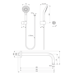 Potinkinis dušo komplektas Ideal Standard Ceratherm Navigo, su apvalia Ø250 mm galva, chromas