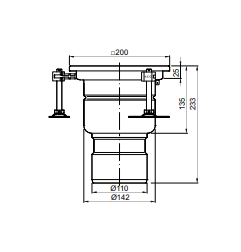 Higieniškas trapas ACO EG142, DN100, fiksuoto aukščio, su vertikalia ištekėjimo anga, sifonu