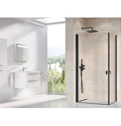 Stačiakampės dušo kabinos sienelė Ravak Chrome, CRV1-90 juoda+stiklas Transparent