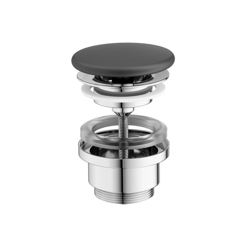 Fiksuotas praustuvo sifono vožtuvas Ravak Flat, antracitas, praustuvams be persipylimo