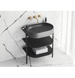 Fiksuotas praustuvo sifono vožtuvas Ravak Flat, antracitas, praustuvams be persipylimo