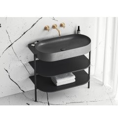 Fiksuotas praustuvo sifono vožtuvas Ravak Flat, antracitas, praustuvams be persipylimo