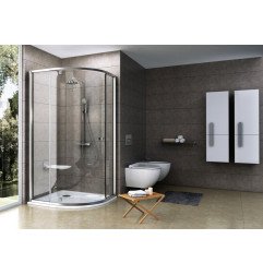 Pusapvalė dušo kabina Ravak Pivot, PSKK3-90, satinas+stiklas Transparent 1