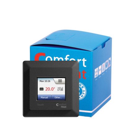 Elektra šildomų grindų termostatas Comfort Heat Touch, juodas