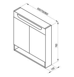 Veidrodinė spintelė Ravak MC Classic II, 800 balta