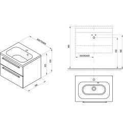 Spintelė po praustuvu Ravak SD Chrome II, 800 balta, rankena 152 mm, balta