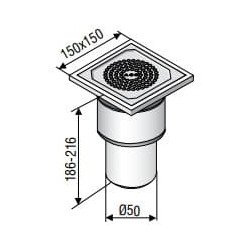 Trapas ACO EG150, montavimui betono grindyse, ∅ 50 mm