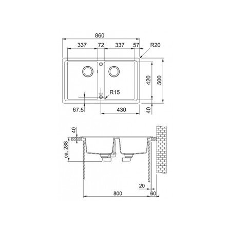 Granitinė plautuvė Franke Basis, BFG 620, Onyx