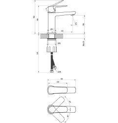 Praustuvo maišytuvas Ravak Life, LF 012.20BL 160 mm, juodas