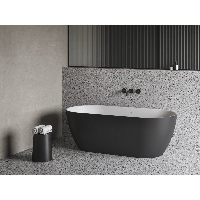 Laisvai pastatoma vonia Ravak Freedom O Tec 1700x770, juoda/balta su juodais priedais