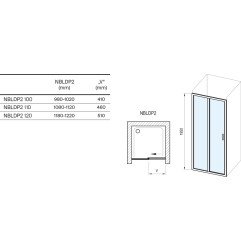 Stumdomos dušo durys Ravak Blix II NBLDP2, 120, matinė balta+stiklas Transparent
