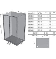 Stačiakampės dušo kabinos sienelė Ravak Blix II, NBLRV2K 100, blizgi+stiklas Transparent