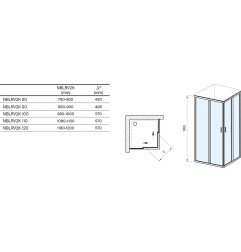 Stačiakampės dušo kabinos sienelė Ravak Blix II, NBLRV2K 100, blizgi+stiklas Transparent