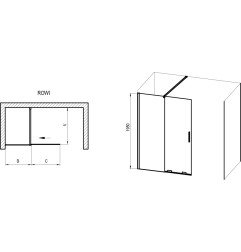 Walk-In dušo kabina Ravak Roll, ROWI 100, blizgi+stiklas Transparent