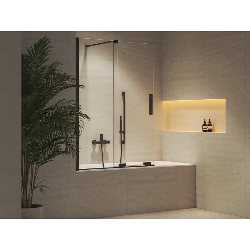 Vonios sienelė Ravak Roll, ROVS2 110, juodas+stiklas Transparent