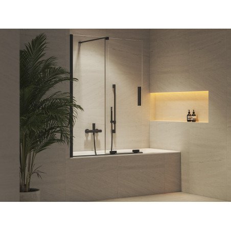 Vonios sienelė Ravak Roll, ROVS2 110, juodas+stiklas Transparent