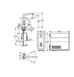 Plautuvės maišytuvas GROHE, L-spout Starter kit, chromas
