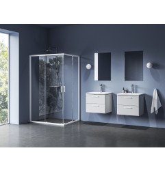 Stačiakampės dušo kabinos sienelė Ravak Blix II, NBLRV2K 80, matinė balta+stiklas Transparent