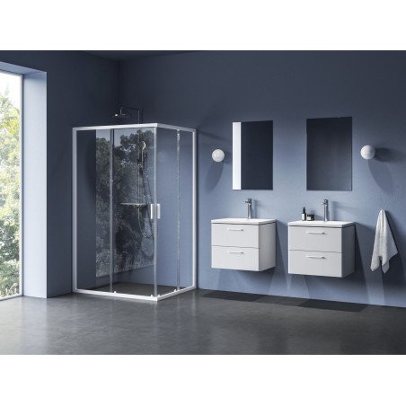 Stačiakampės dušo kabinos sienelė Ravak Blix II, NBLRV2K 90, matinė balta+stiklas Transparent