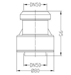 Vidaus nuotekų perėjimas HL PP/PVC į ketų, DN50 HL9/50