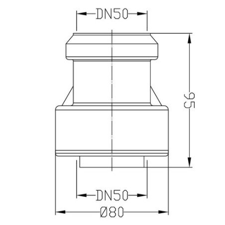 Vidaus nuotekų perėjimas HL PP/PVC į ketų, DN50 HL9/50