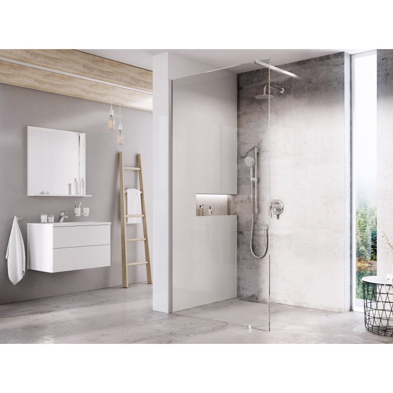 Dušo kabina Ravak Walk-In Wall, 90x80-120 Walk-In Wall Set 90, chromas+stiklas Transparent
