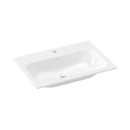 Keraminis praustuvas Ravak Chrome Slim, 70 cm, su skyle maišytuvui ir perpildymui, baltas