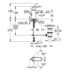 Praustuvo maišytuvas GROHE Eurosmart Cosmopolitan, Chromas 7