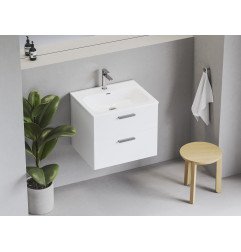 Keraminis praustuvas Ravak Chrome Slim, 70 cm, su skyle maišytuvui ir perpildymui, baltas