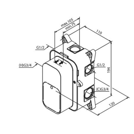 Potinkinė dėžė DAMIXA, termostatinė